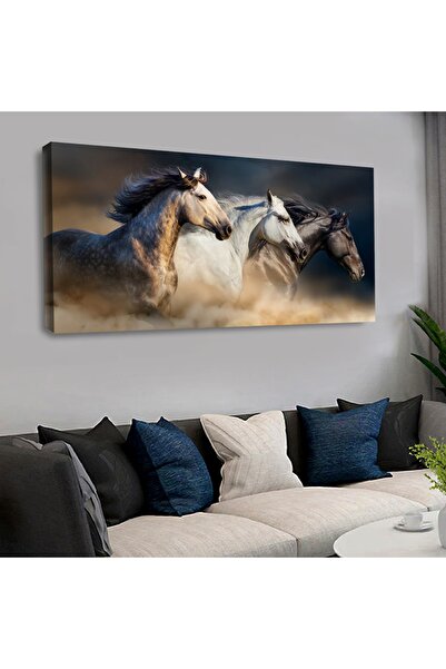 Zevahir Mobilya Dekorasyon 120 X 60 Cm Kanvas Koşan Atlar Tablo