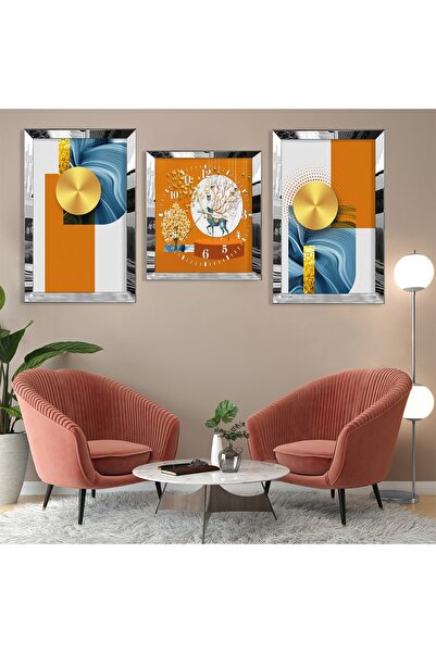 Zevahir Mobilya Dekorasyon Silver Mirrored Plexi Framed Triple Mdf Table Set ...