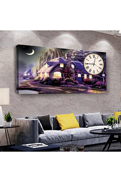 Zevahir Mobilya Dekorasyon Manzara Tablo 120 X 60 Saatli Kanvas Tablo