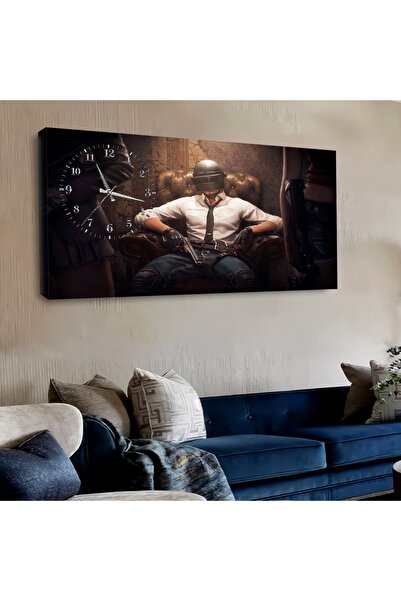 Zevahir Mobilya Dekorasyon Kanvas Pubg Saatli Tablo