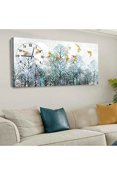 Zevahir Mobilya Dekorasyon 120 X 60 Saatli Kanvas Kış Tablo