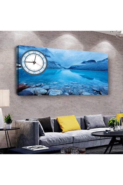 Zevahir Mobilya Dekorasyon Kış Manzara 120 X 60 Saatli Kanvas Tablo