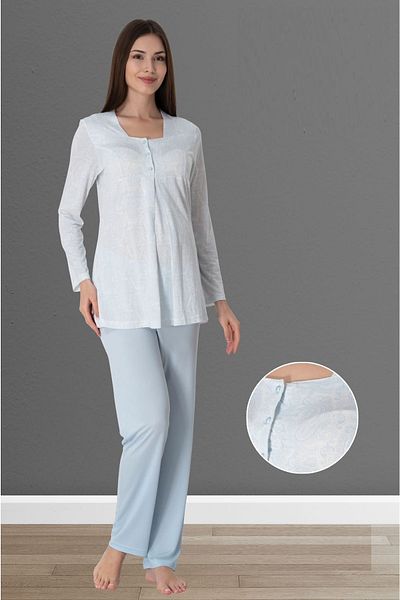 by İGP Set de pijama de maternitate din bumbac albastru cu caracteristică pentru alăptare Effortt