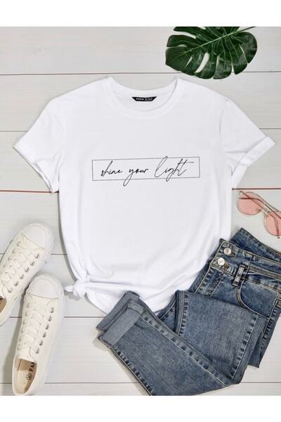 MORNİNG KİDS White Shine Your Light Printed Kids Combed Cotton T-Shirt