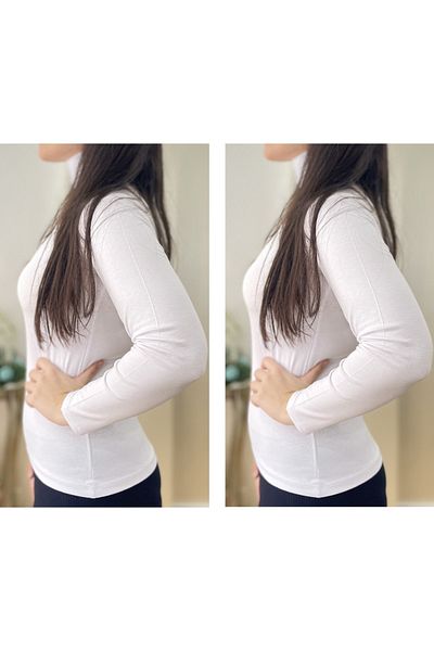 Betimoda Women's Long Sleeve Full Throat Lycra Jersey Bodysuit 2 Pieces White