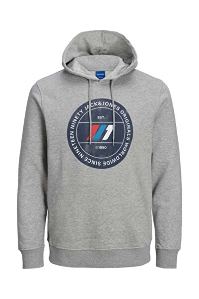 Jack & Jones Τζακ Τζόουνς 12216046 Κουκούλα με στάμπα Jcokım 3 Lines. Sweat - Γκρι - L - St05218-γκρι-l