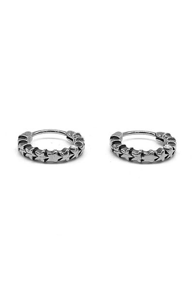 Viking Star Embroidered Thin Design Snap Ring 316l Steel Men Women Unisex Earrings