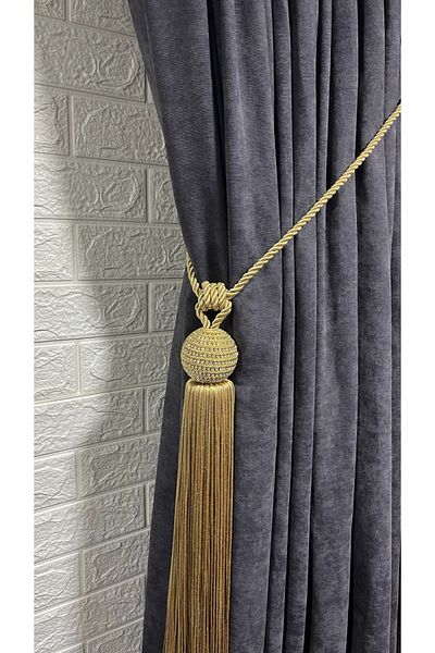 Helezoni قطعة واحدة من إكسسوارات الستائر المرصعة بالأحجار - دعامة السقف ومجموعة التول مزدوجة الصدر
