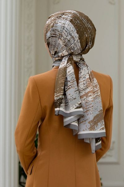 Vissona Γυναικείο σάλι πολυτελείας Medina Silk Grey-3