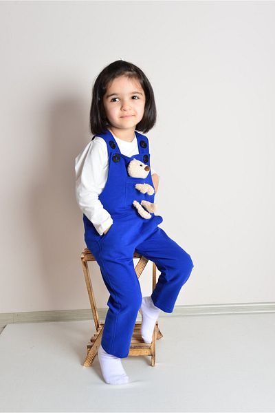 KİDSPİTİRCİK Salopet unisex pentru copii Saks Blue Teddy Bear + Badi