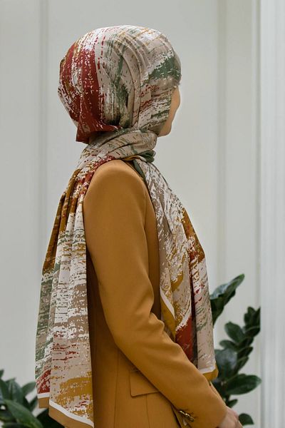 Vissona Γυναικείο σάλι πολυτελείας Medina Silk Mustard