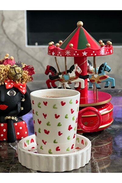 MeGgDecor Renkli Kalpli Fincan