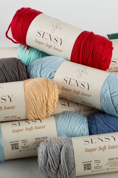 SENSY Premium Super Soft Saver El Örgü Ipi Hırka Kazak Ip Şal Bere Ipliği Battaniye Ipi Bebe Mavisi