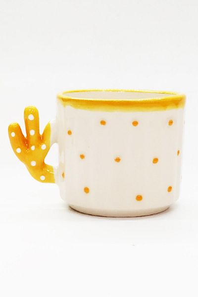 Otogar Çini 6 Pieces Cactus Cup - Hand Made Ceramic 150 Ml Tea, Duble Coffee, Espresso, Neskafe Cup