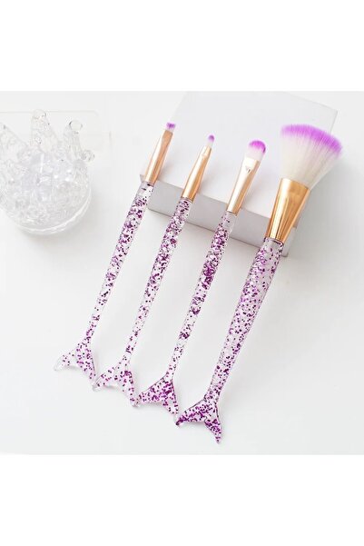 ROWENAROSE 4lü Balık Fırça Seti Simli Mor Renk