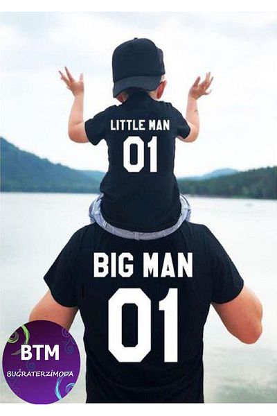 Buğraterzimoda Bigman Littleman Father Son Μαύρο κανονικό μπλουζάκι συνδυασμός (η τιμή είναι για 1 μπλουζάκι)