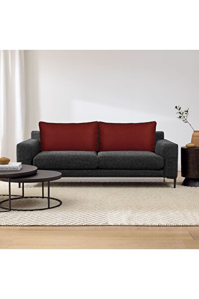 AYPETEKS Kaz Ayağı Desen Keten Biyeli Model Koltuk Sırt Kırlent Kılıfı- Kanepe Minderi- Büyük Kırlent Kılıfı