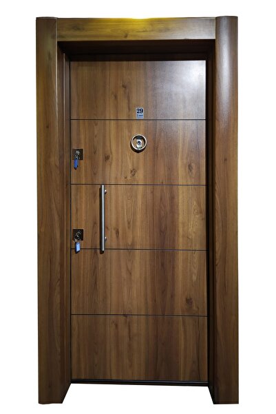 tezwood ahşap kapı sanayi Çelik Kapı Ahşap Kaplama Tırnaklı Kilitli Çelik Kapı Daire Kapısı Sağ Açılım
