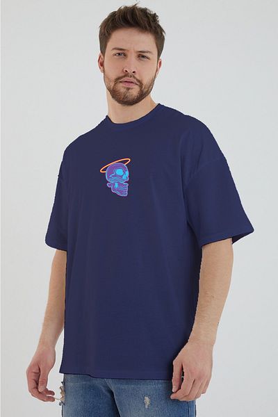 DEEPSENCE Men's Oversize T-shirt Vapoewawe Back Print Navy Blue