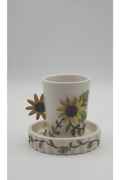 MeGgDecor Sunflower Hand Painted Cup