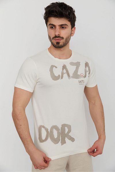 Cazador Ανδρικό μπλουζάκι με μεγάλο εμπριμέ ανδρικό λαιμόκοψη Jazz 4088