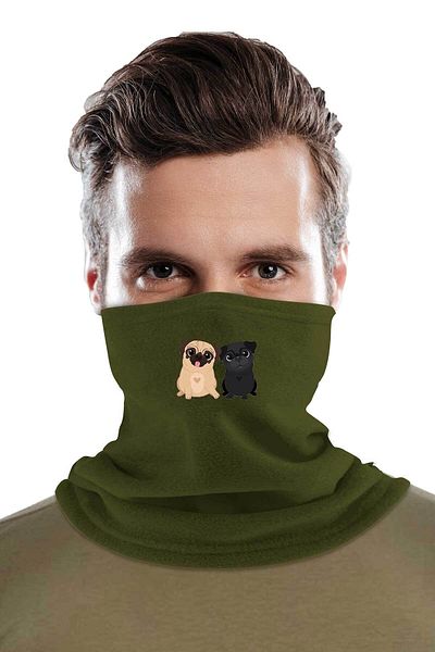 herotasarım Winter Pugs Printed Fleece - Κολάρα λαιμού Bll3567