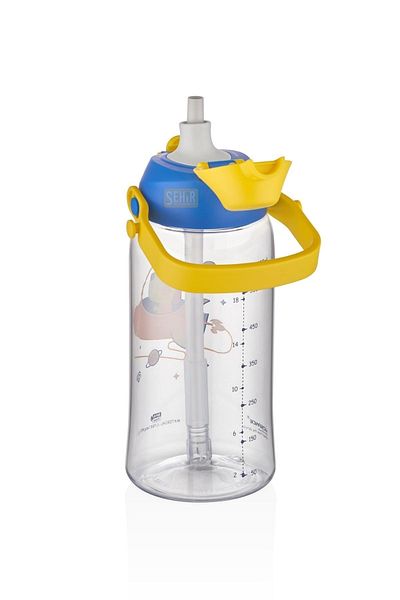 Uzspace 730ml Tritan Children's Water Bottle with Hanging Handle and Straw/Pipeless Use