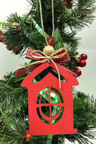 GELD New Year's Wooden Tree Ornament Home Printed 5 Pieces - New Year's Ornament