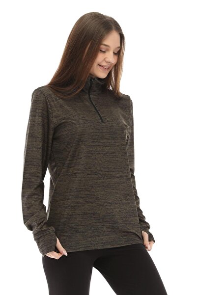 GHASSY CO. Kadın Running Nem Emici Uv Güneşten Koruma Parmaklık Detaylı Uzun Kollu Outdoor Spor Tshirt