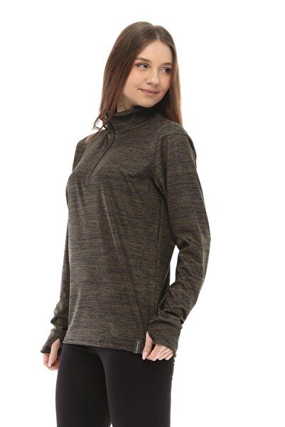 GHASSY CO. Kadın Running Nem Emici Uv Güneşten Koruma Parmaklık Detaylı Uzun Kollu Outdoor Spor Tshirt