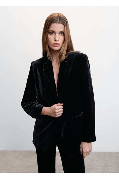 MANGO Woman Velvet Blazer Jacket