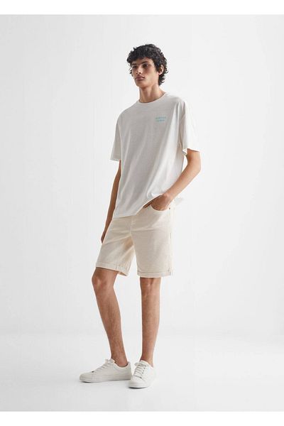 Mango Teen Bawełniane spodenki jeansowe