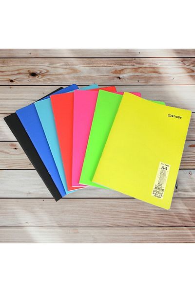 SEYFİKİRTASİYE 4 قطع A4 60 ورقة مخططة مخيطة بألوان نيون غطاء بلاستيكي 60 جرام صفحة بيضاء (لون مختلط)
