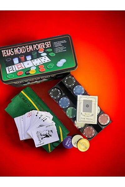 HEPBİMODA Poker Seti Texas Hold’em Poker Set 200 Chip Profesyonel Poker Kartlı