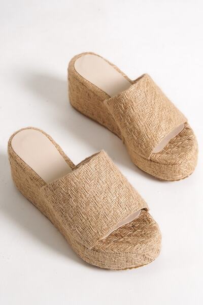 Modabuymus Knitted Straw Wedge Heeled Women's Slippers - Queen