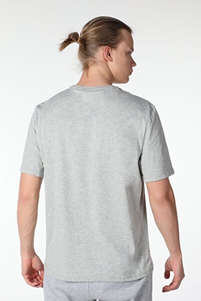 defys Ανδρικό μπλουζάκι με κοντό μανίκι με λαιμόκοψη με κοντό μανίκι, βασικό μπλουζάκι γκρι μελανζ