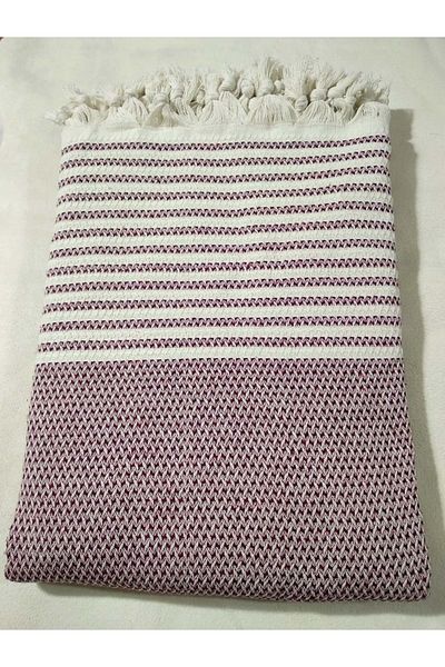 Mandaş Cotton Non-Slip Wicker Woven Sofa-Couch Bed Cover 180x220 - Claret Red