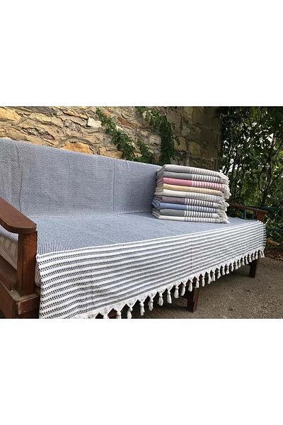 Mandaş Cotton Non-Slip Woven Sofa-Couch Bed Cover Set 3 3 1 1 - K.grey
