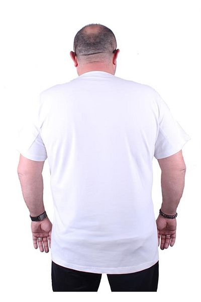 Starbattal Men's Large Size Lycra Basic V-Neck T-Shirt 11170 White