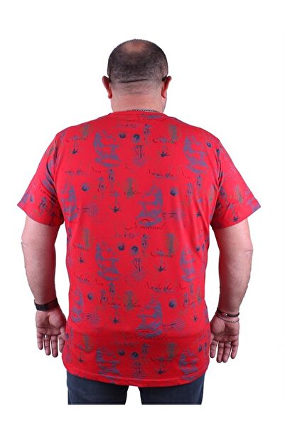 Starbattal Plus Size Crew Neck T-Shirt Compass Holiday 23151 Red