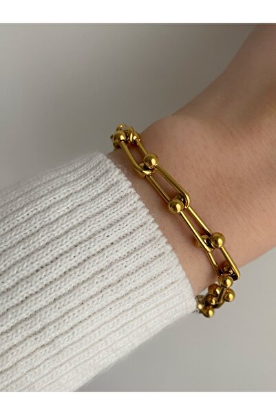 Owentis Steel Gold Tiffany Model Basic Bracelet - Does not blacken-