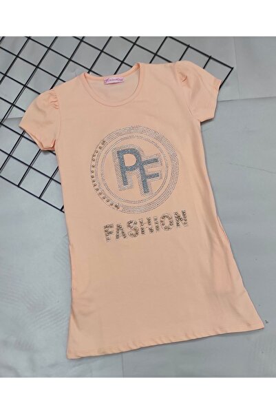 Masal Dünyası Bursa Fashion Printed Sequin and Bead Embroidered Girl's Tunic T-Shirt