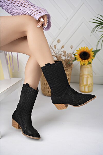 Favi Ayakkabı Черни летни ботуши с нисък ток, изработени от лазерно изрязана ...