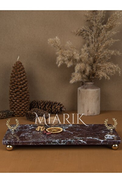 MIARIK DESIGN & DEKORASYON Dekoratif Mermer Dikdörtgen Tag Detaylı Sunum Teps...