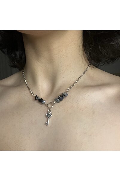 Lullaby Obsidyen Fairycore Y2k Goth Hediyelik Tasarım Doğal Taş Kolye