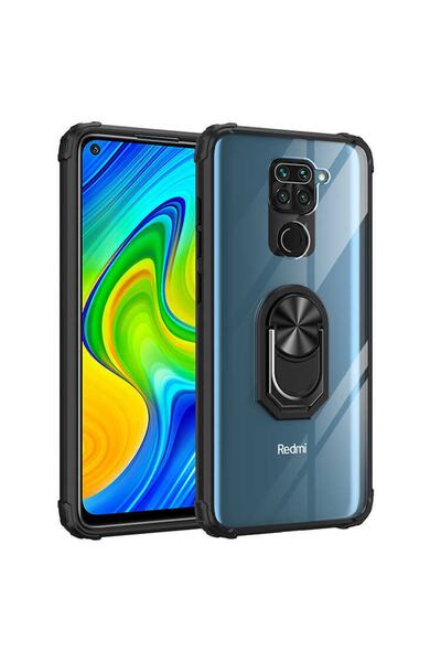 ZM STORE Xiaomi Redmi Note 9 Kılıf Kenarları Tam Koruma Şeffaf Yüzük Standlı ...