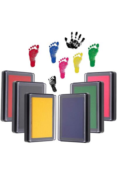 MOR SALKIM HOME ختم لاصق لبصمة قدم الطفل وبصمة يده + ورق 1 قطعة (أسود)