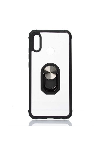 ZM STORE Huawei P Smart 2019 Kılıf Kenarları Tam Koruma Şeffaf Yüzük Standlı Mola Kapak