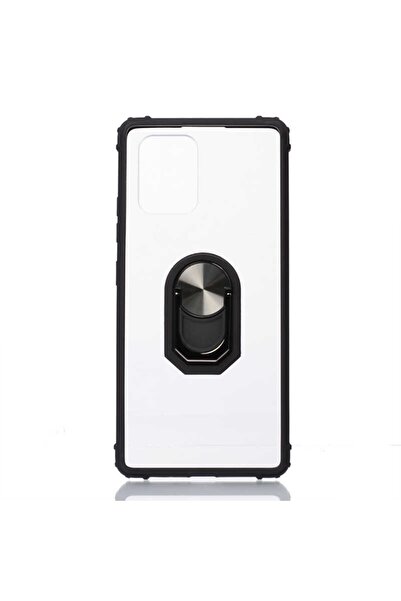 ZM STORE Samsung Galaxy A51 Kılıf Kenarları Tam Koruma Şeffaf Yüzük Standlı M...