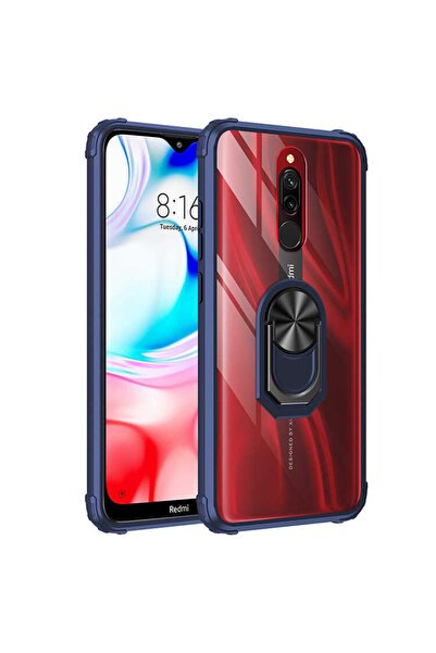 ZM STORE Xiaomi Redmi 8a Kılıf Kenarları Tam Koruma Şeffaf Yüzük Standlı Mola...